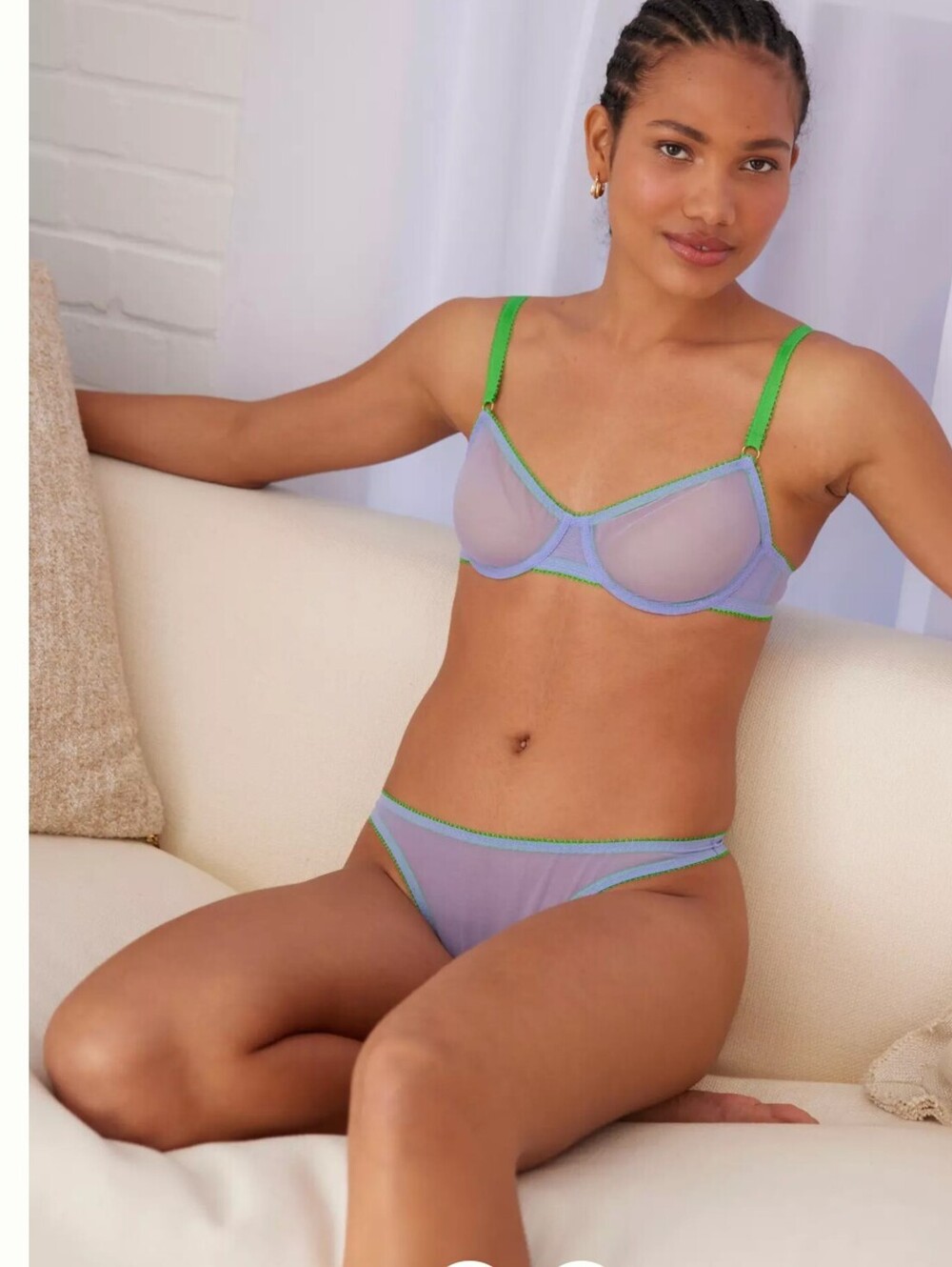 dora larsen Mesh Bra Set -Corelee Clean Tulle Pastel Blue 36DD/ Thong Size 4
